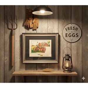 Vintage Chevron Ortho Collector Series Ford Automobile Plow Framed Art Print